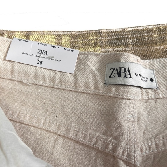 Zara Metallic Gold Jeans Boy Boy Fit Relaxed Cotton Pants Trousers Bloggers’ Fav - Picture 8 of 15